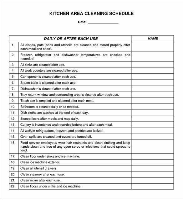 Kitchen Schedule Templates 15 Free Word Excel Pdf
