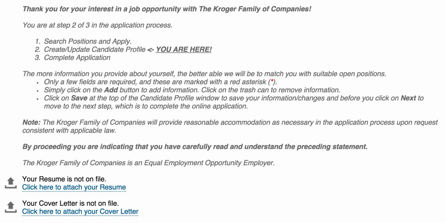 cover letter for kroger example