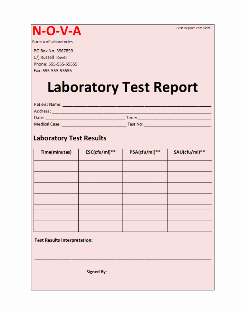 test report template