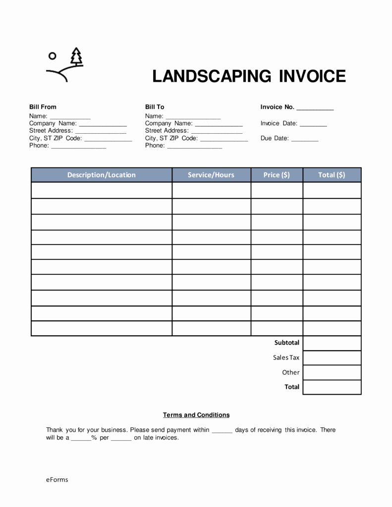 Landscaping Invoice Template