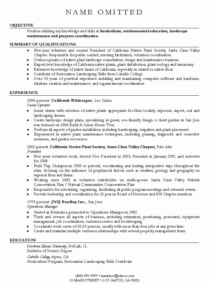 Landscaping Resume Examples Skills Download for Page