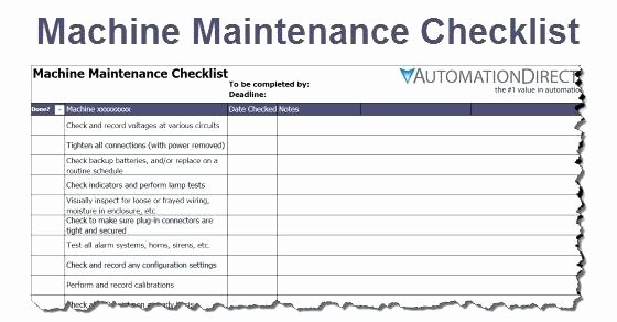 Lathe Machine Preventive Maintenance Checklist format
