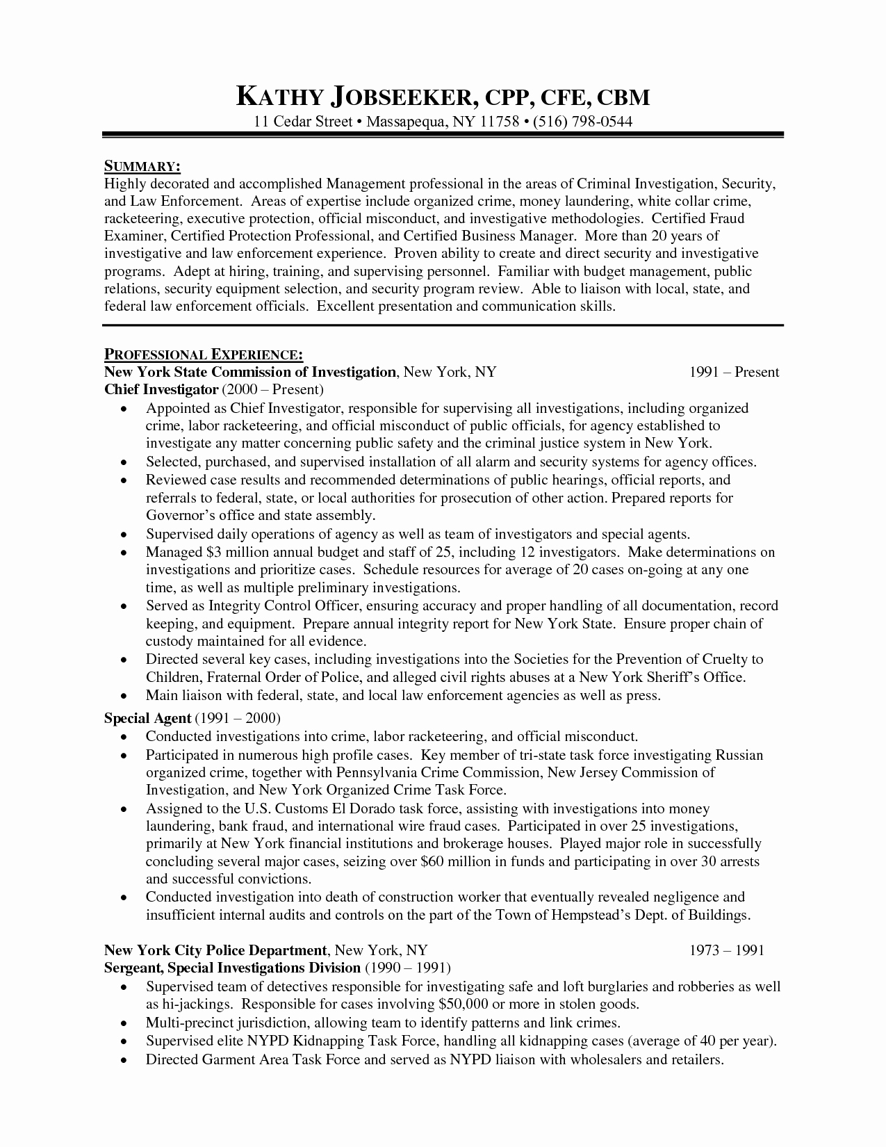 Law Enforcement Objective for Resume Resume Ideas