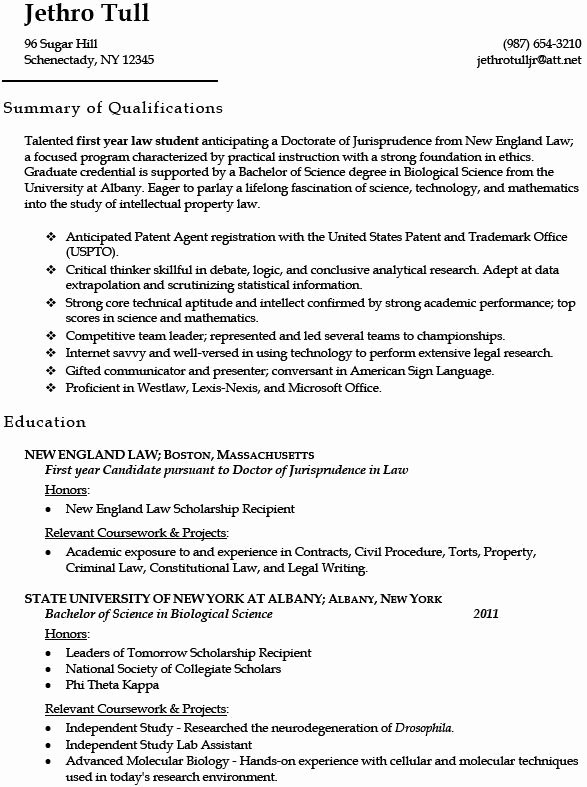 law school graduate resume