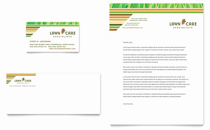 Lawn Care &amp; Mowing Business Card &amp; Letterhead Template Design