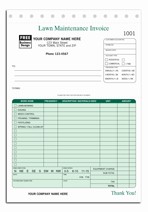 Lawn Care Maintenance Invoice Proposal Work order form