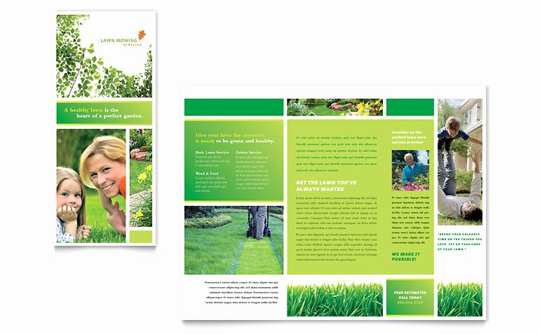 Lawn Mowing Service Brochure Template Word &amp; Publisher