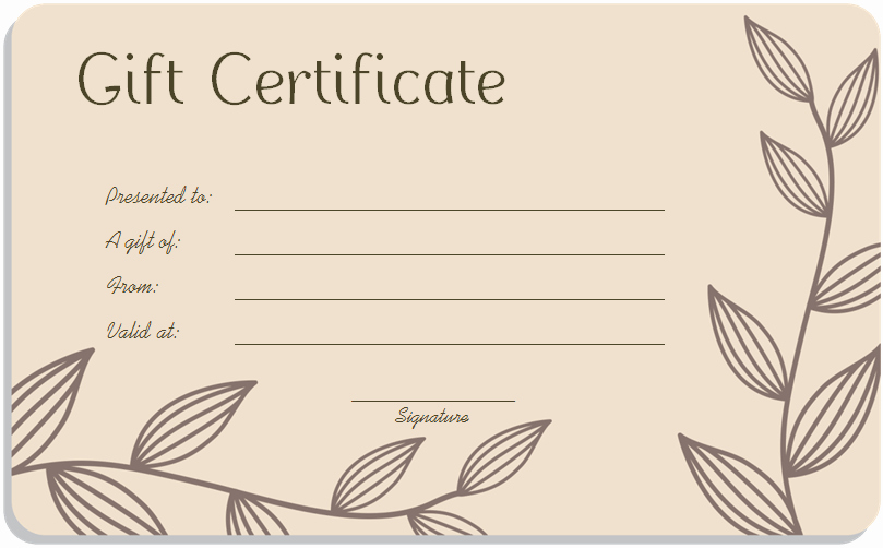Leaf Branches Art Gift Certificate Template