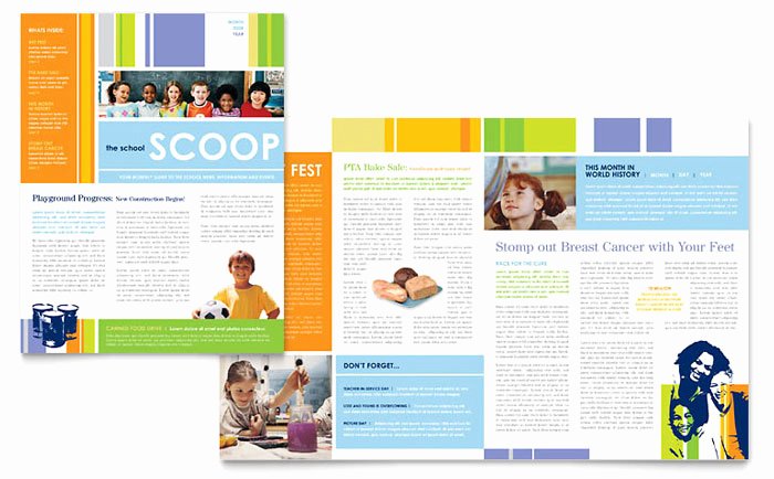 Learning Center &amp; Elementary School Newsletter Template Design