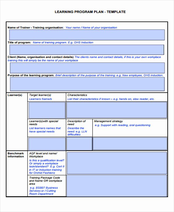 Learning Plan Templates 10 Free Samples Examples format