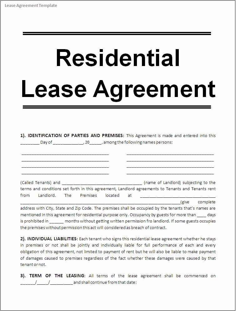 Lease Agreement Template Free Printable Documents