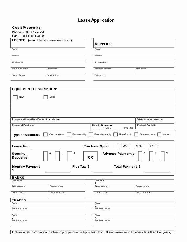 Lease Credit Application