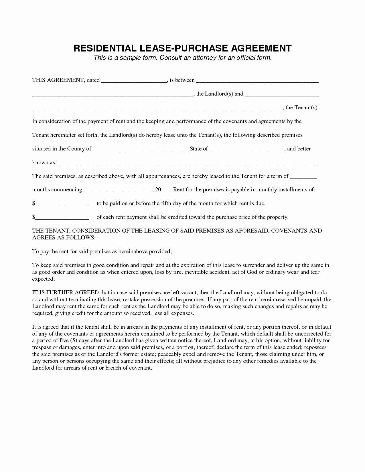 Lease Purchase Agreement Template Download Templates