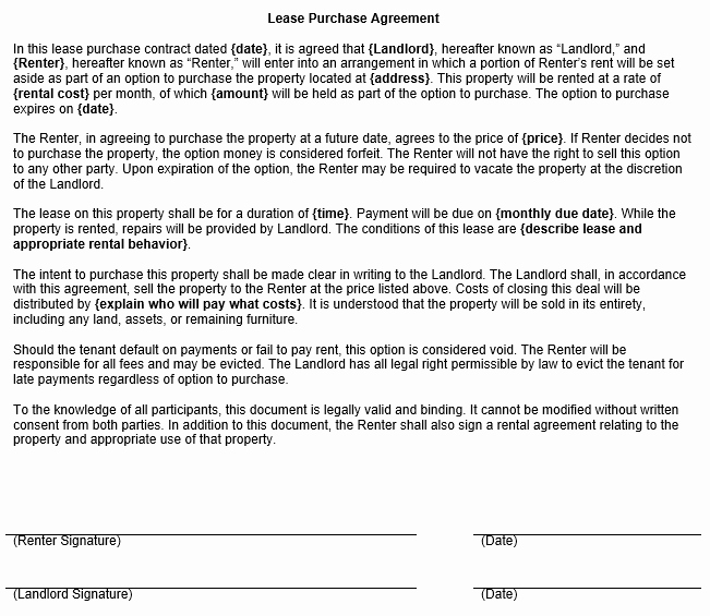 Lease Purchase Contract Template