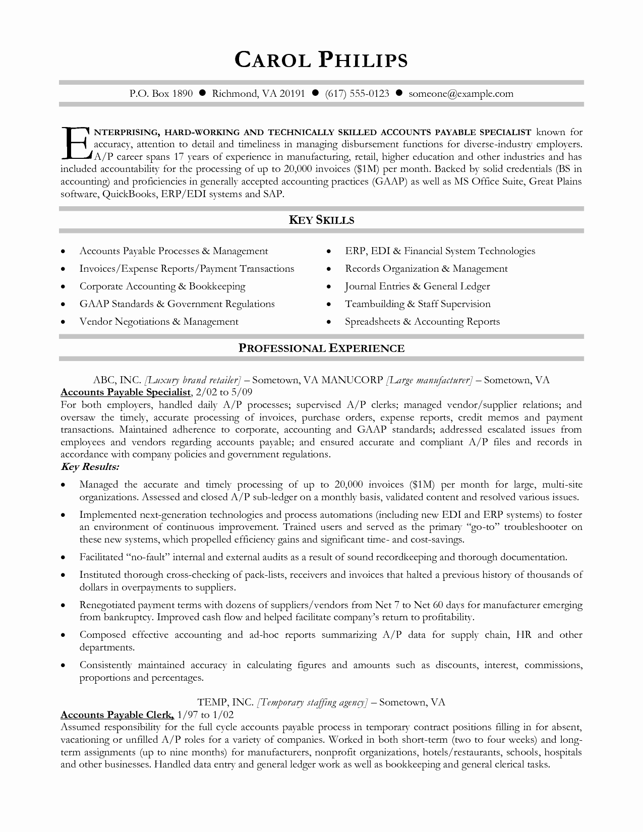Lecker Accounts Receivable Specialist Resume Payroll