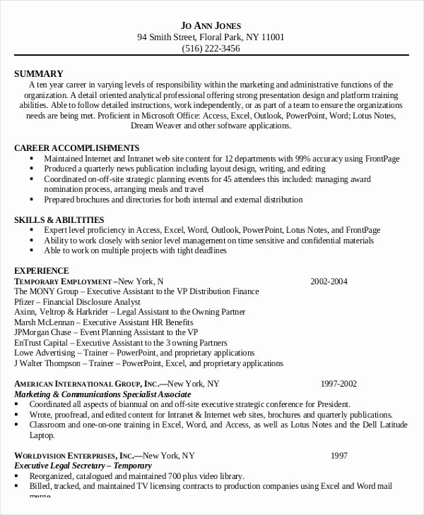 Legal Administrative assistant Resume – 7 Free Pdf