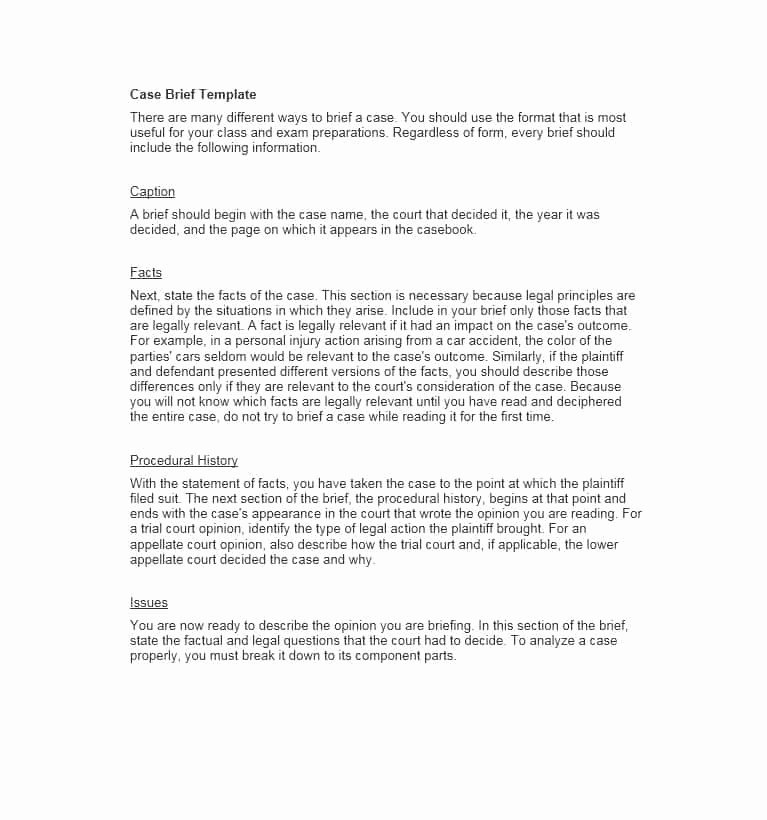 Legal Brief Template Word