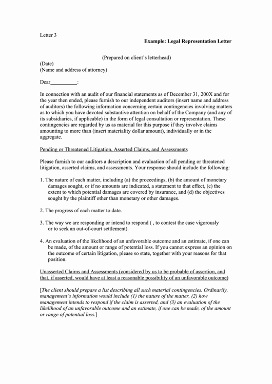 Legal Representation Letter Template Printable Pdf
