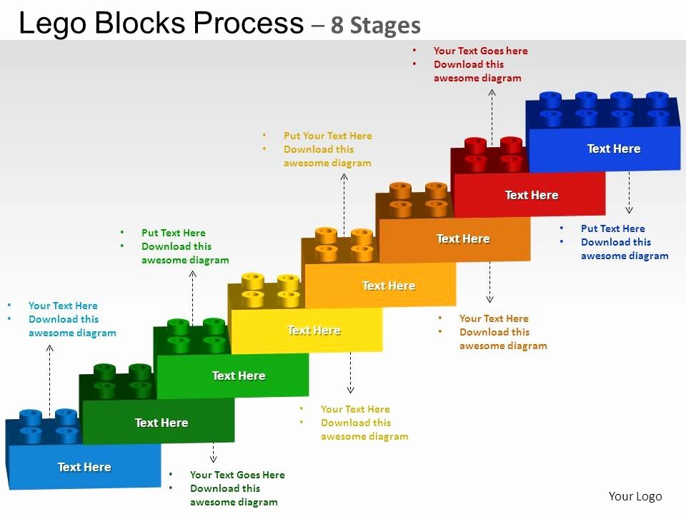 Lego Blocks Flowchart Process Diagram 8 Stages Powerpoint