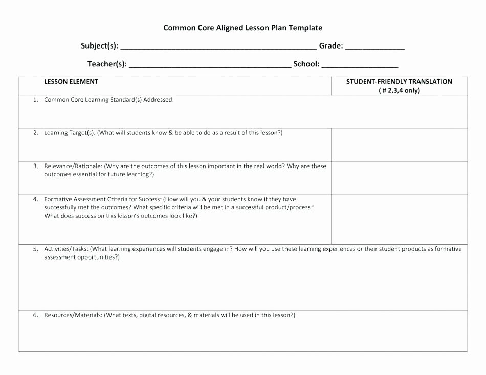 Lesson Plan Template Elementary by Babbling Detailed for