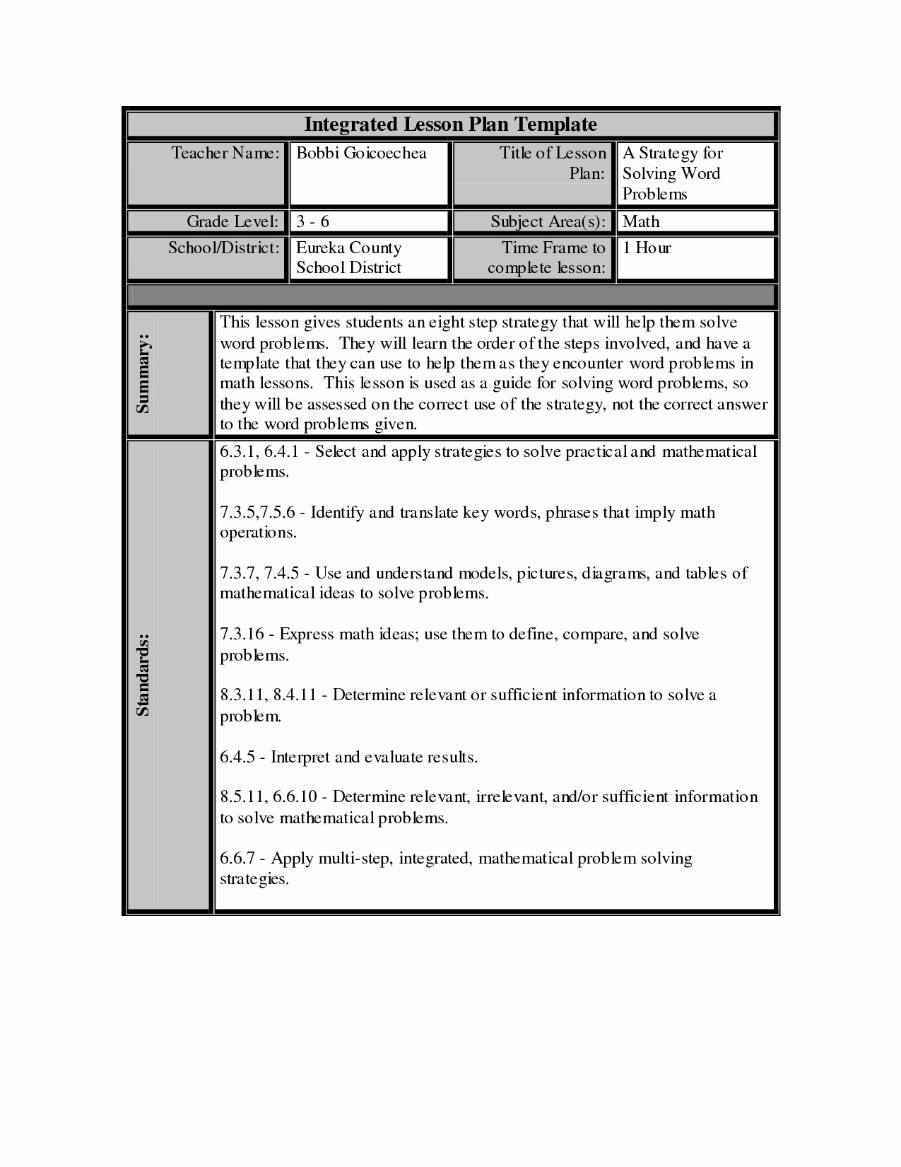 Lesson Plan Template Word