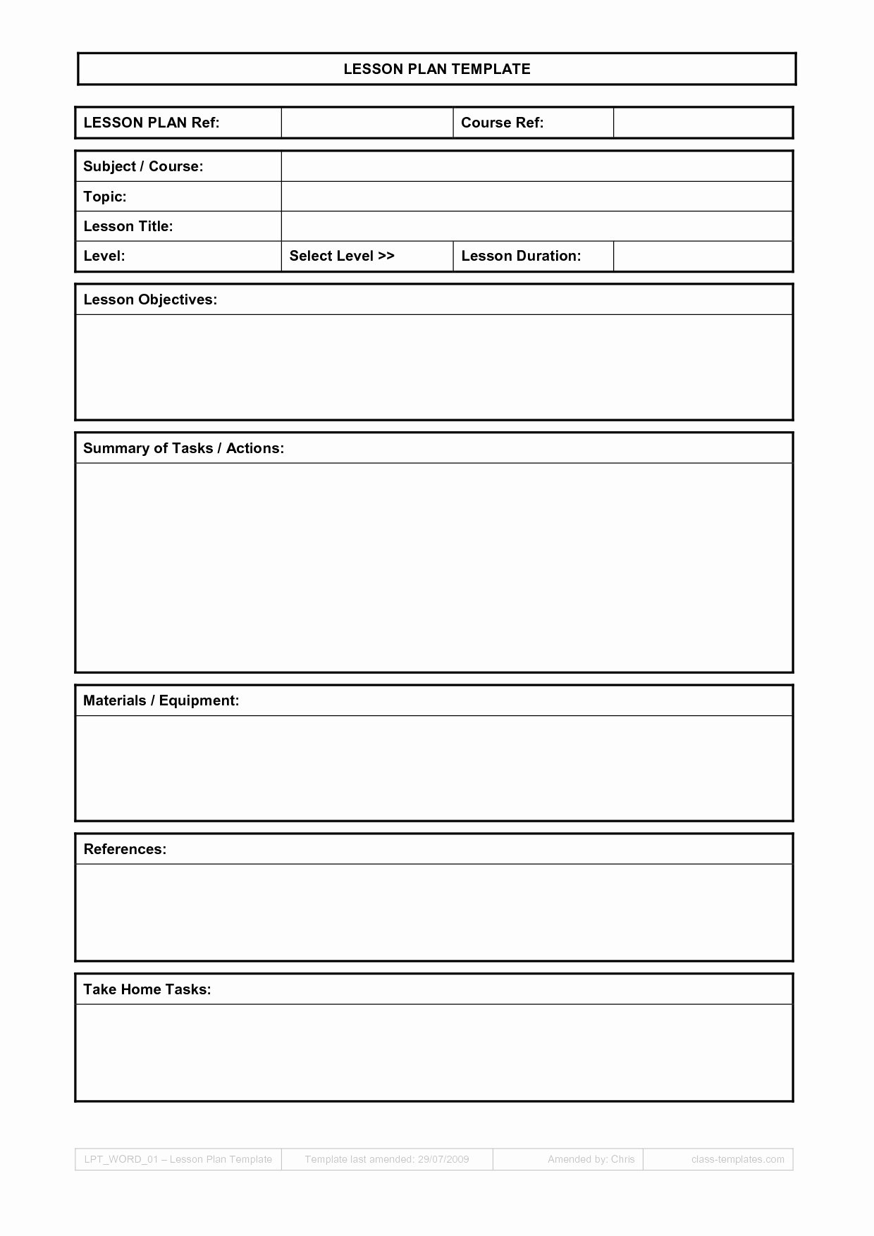 Lesson Plan Template Word