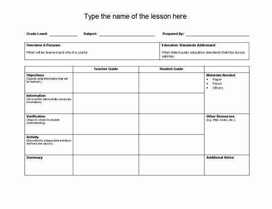 Lesson Plans Template – Microsoft Word Templates