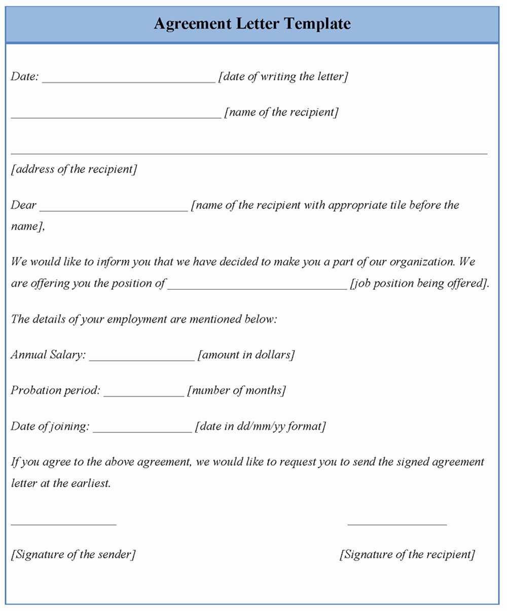 letter of agreement samples template