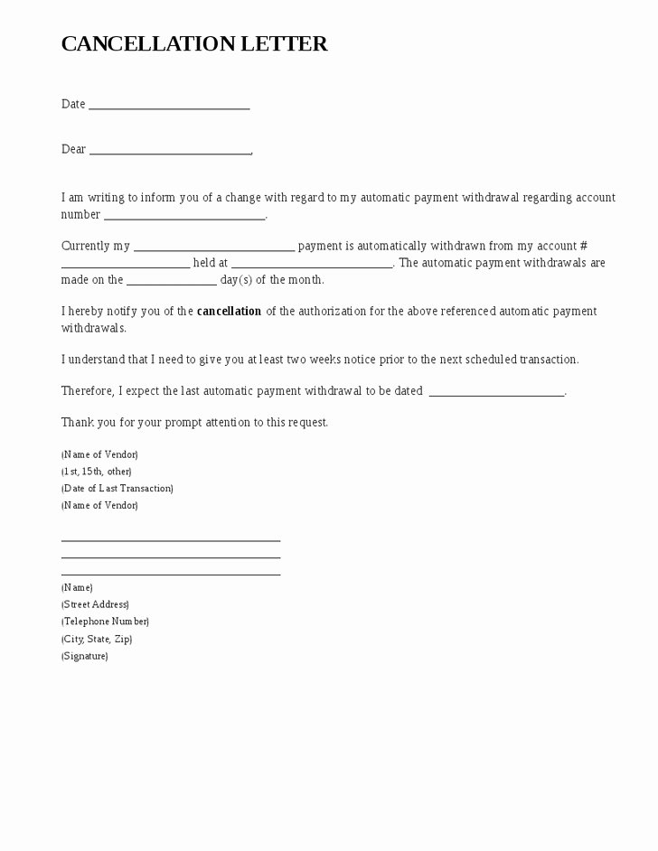 Letter Cancellation Insurance Letter Template