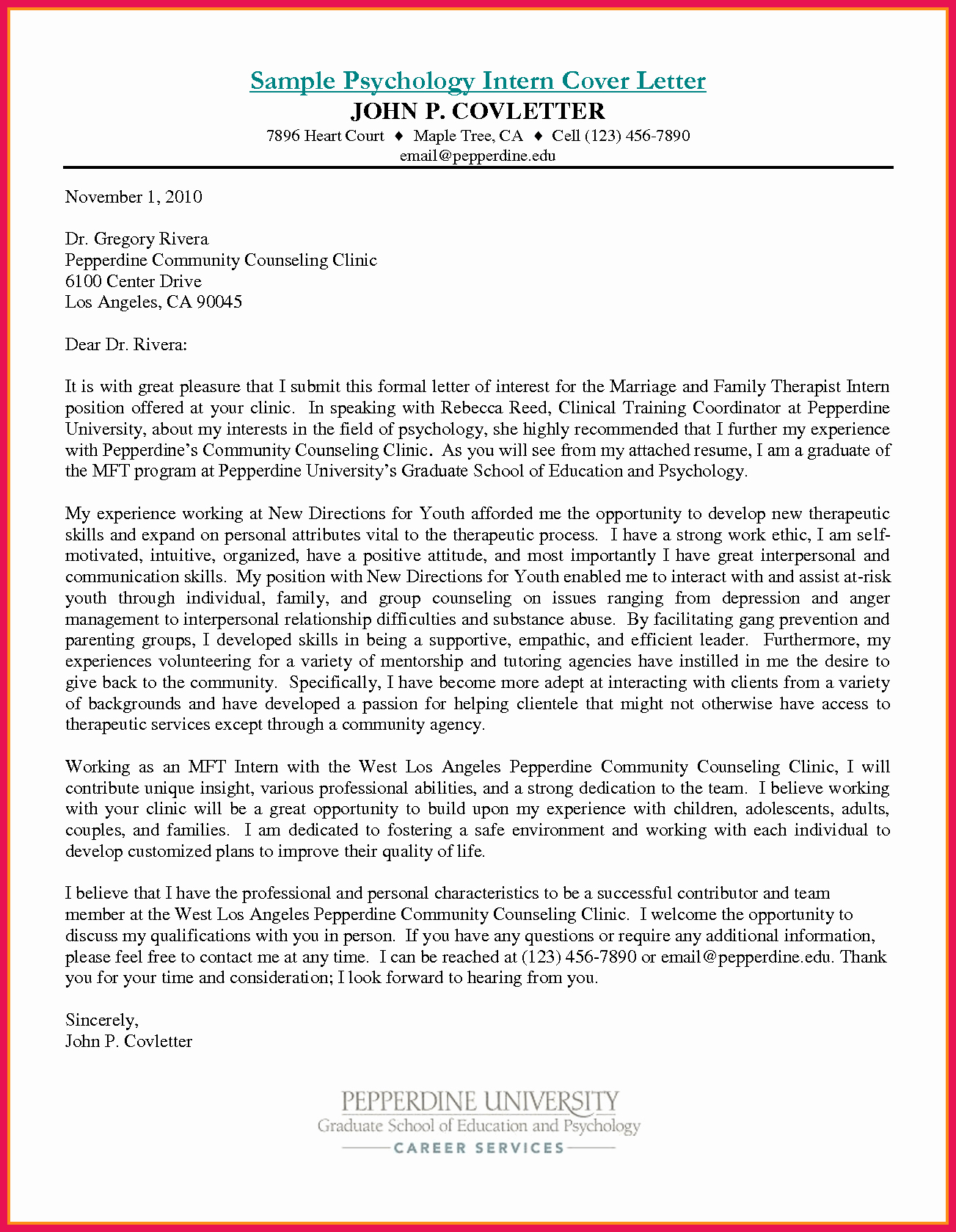 Counselling Letter Template