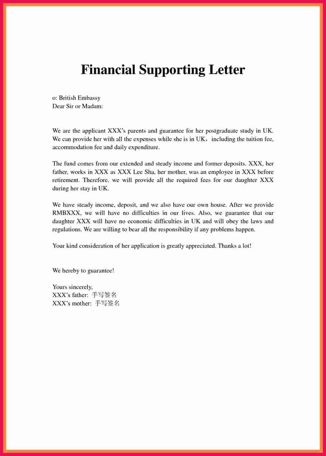 Letter Of Financial Responsibility Template