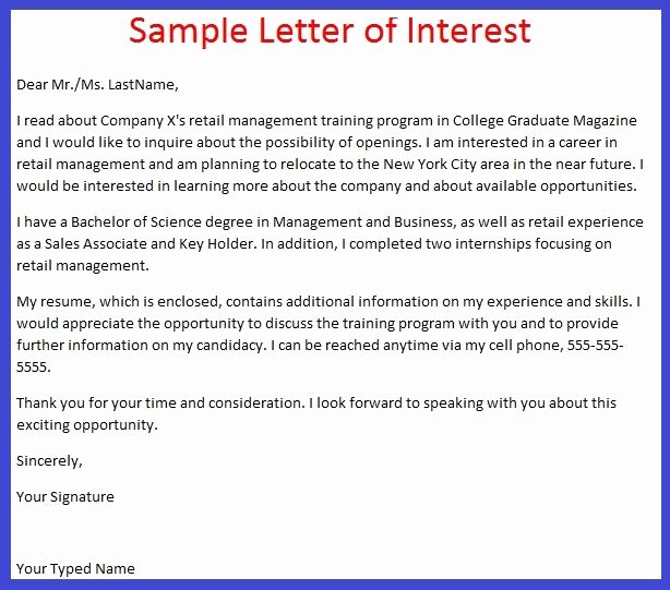 Letter Of Interest – Letter format Writing