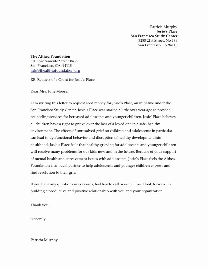 Letter Of Support for Grant Proposal Sample Google