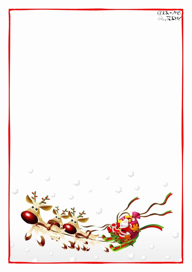 Letter to Santa Claus Blank Paper Template Sleigh Background 4