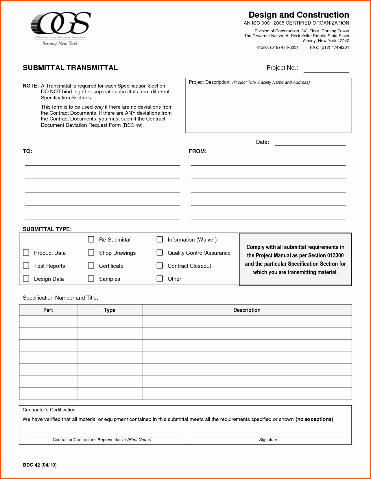 Letter Transmittal Template Construction Collection