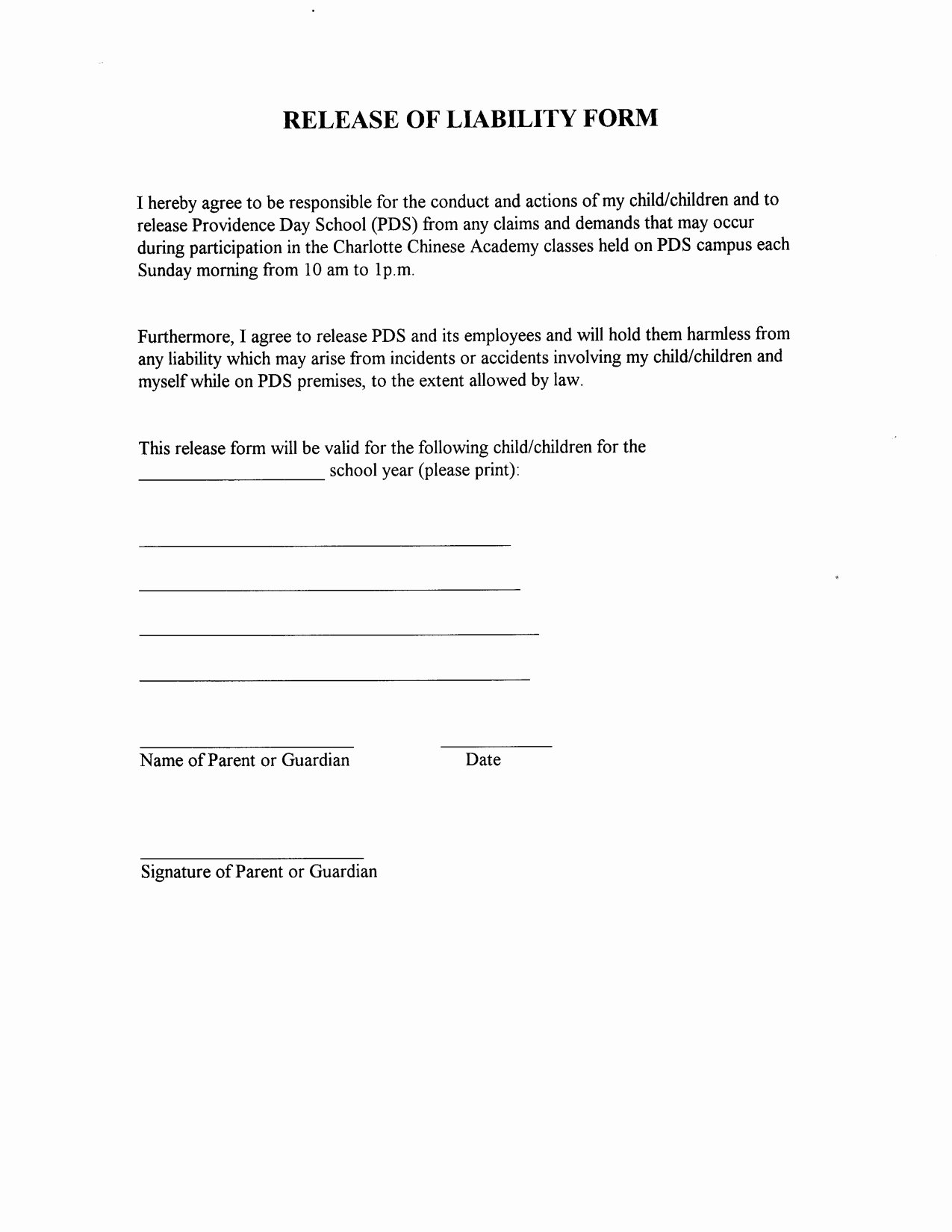 Liability Release form Template Canada Templates