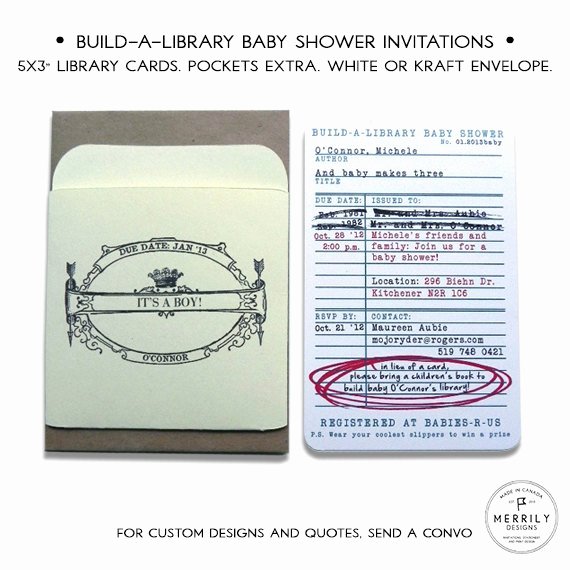 Library Card Invitations Build A Library Baby Shower