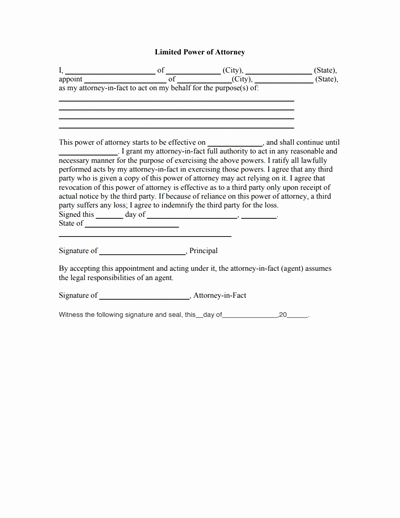 Limited Power Of attorney form Download Create Fill