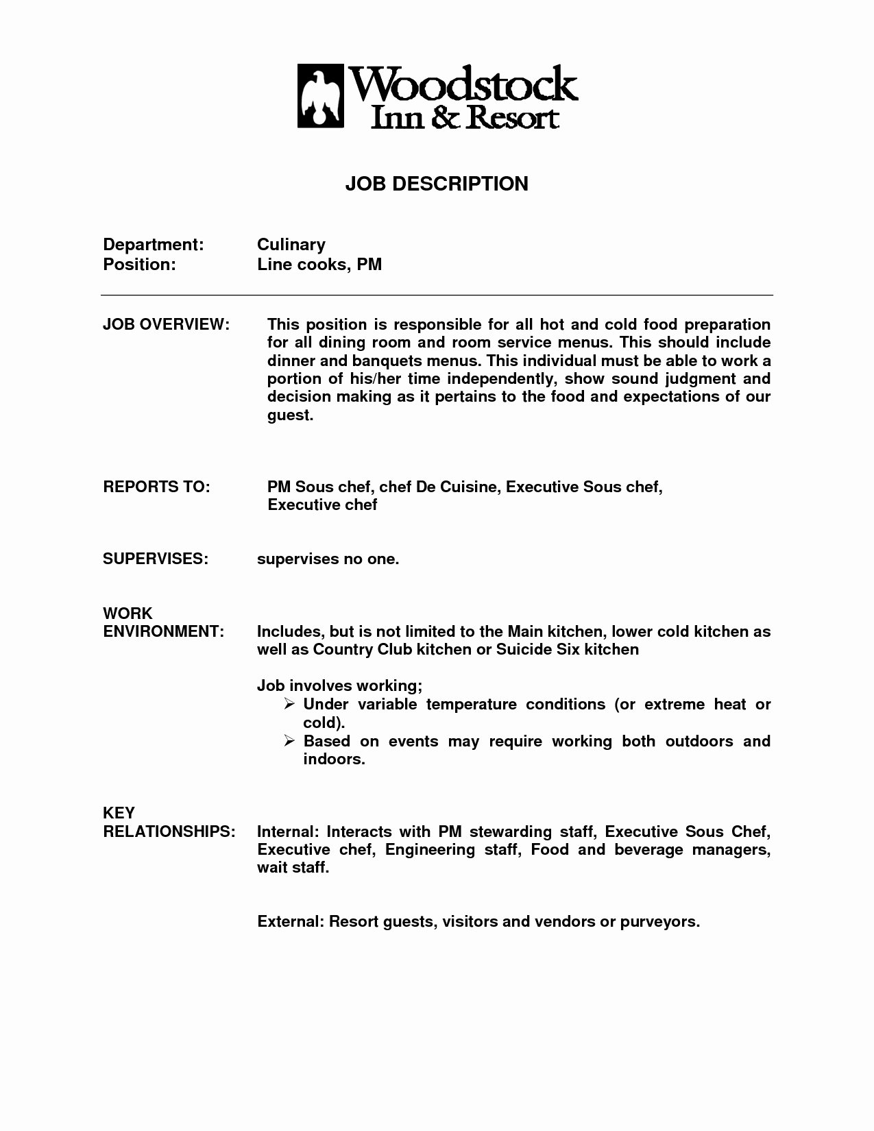 Line Cook Job Description for Resume Sidemcicek
