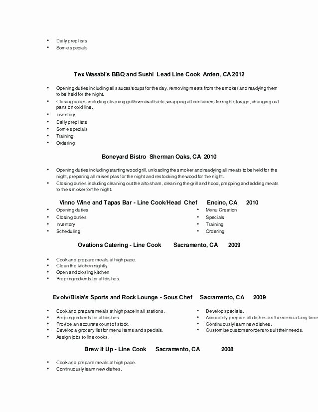 Line Cook Resume Examples Printable Line Cook Resume Lead