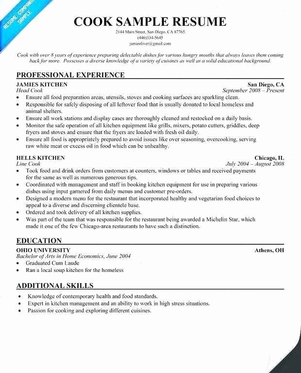 Line Cook Resume Sample Beautiful Simple Objective for