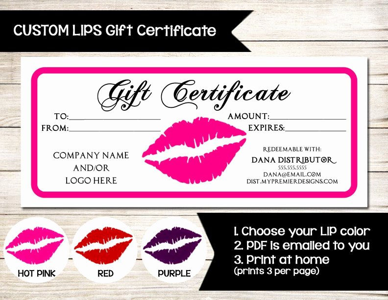 Lipsense Younique Gift Certificate Coupon Custom