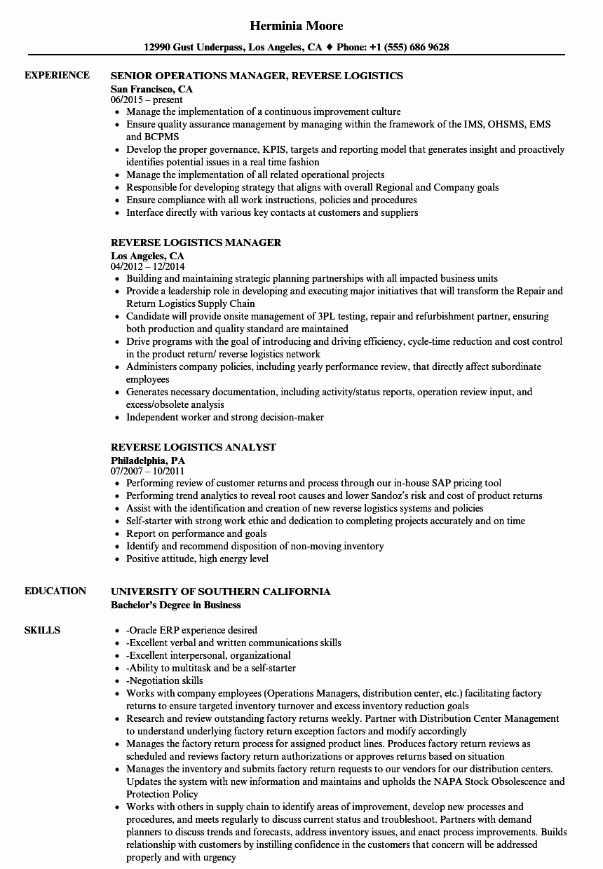 Logistics Coordinator Job Description Resume | Letter Example Template