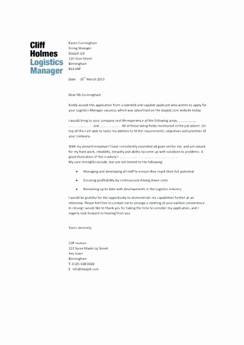 Logistics Manager Cover Letter Cover Letter Ideas On