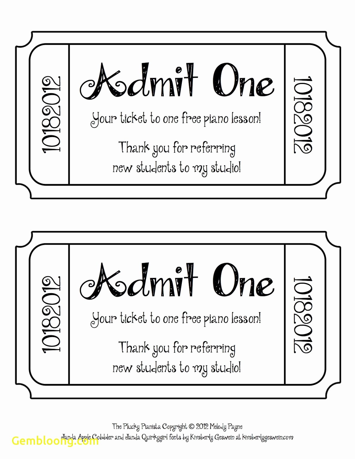 Lovely Free event Ticket Template Printable