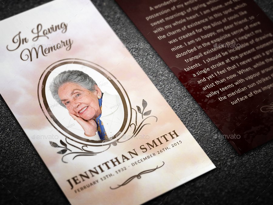 Loving Memory Funeral Prayer Card Template by