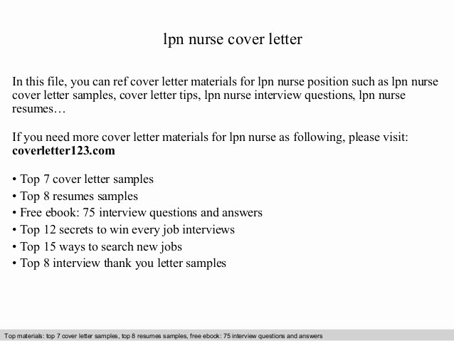 Lpn Nurse Cover Letter