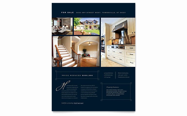 Luxury Home Real Estate Flyer Template Word &amp; Publisher
