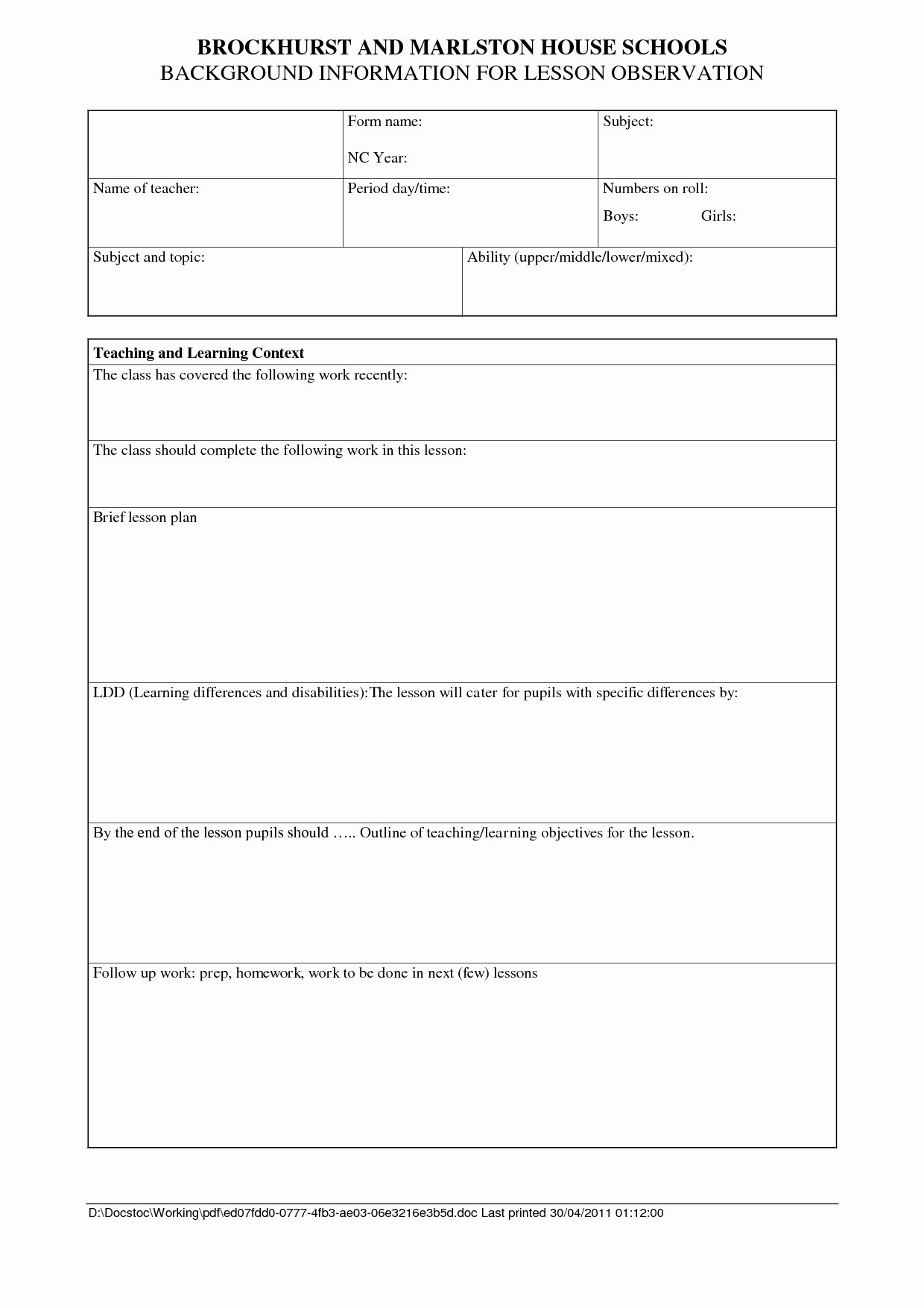 Madeline Hunter Lesson Plan Blank Template Choice Image