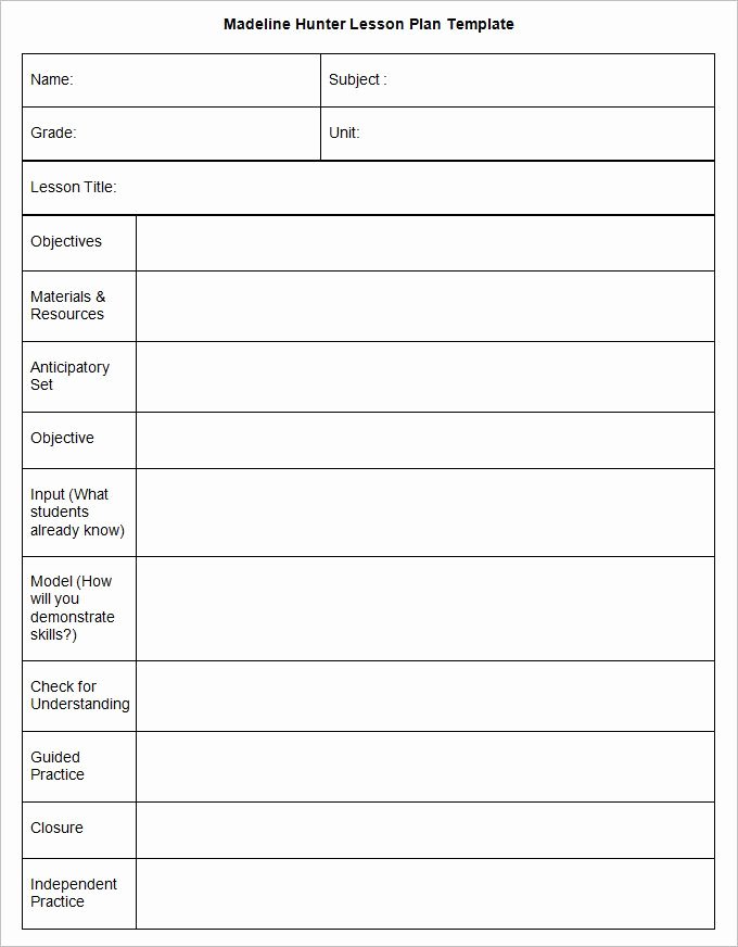 Madeline Hunter Lesson Plan Template 3 Free Word Documents